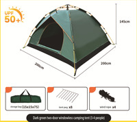 Three-quarter person tent, 2 entrance folding tent, 180 cm x 140 cm camping tent, waterproof material, easy to install, storage