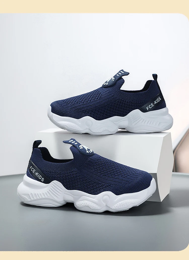 Sommerliche Freizeitschuhe für Kinder, atmungsaktive Strick-Sneaker für Kinder, Slip-Ons, Laufschuhe für Jungen, leichte, bequeme Wanderschuhe – Detail 12