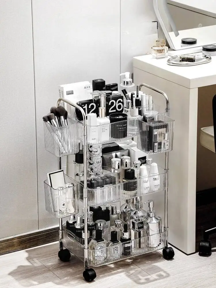 Cosmetics Bedroom Bedside Salon Trolley Tool Cart Multifunction Snacks Salon Trolley Carrello Attrezzi Beauty Furniture HYST