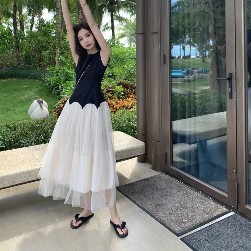 #888373B13 # French Fashion Women's Dress New Light Luxury Luxury High Sense Dress Large Swing Skirt