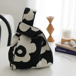 Borsa a mano in tela di arte giapponese borsa a tracolla con motivo geometrico di grande capacità borsa e borsa da polso Casual Versatile alla moda da donna