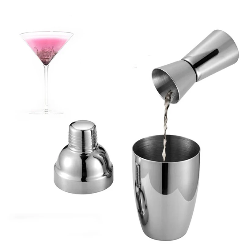 750ml Cocktail Shaker With Jigger 15/30ml and Cocktail Recipe,Martini Mixer Bartender Bottle with Built in Strainer Bar Tools