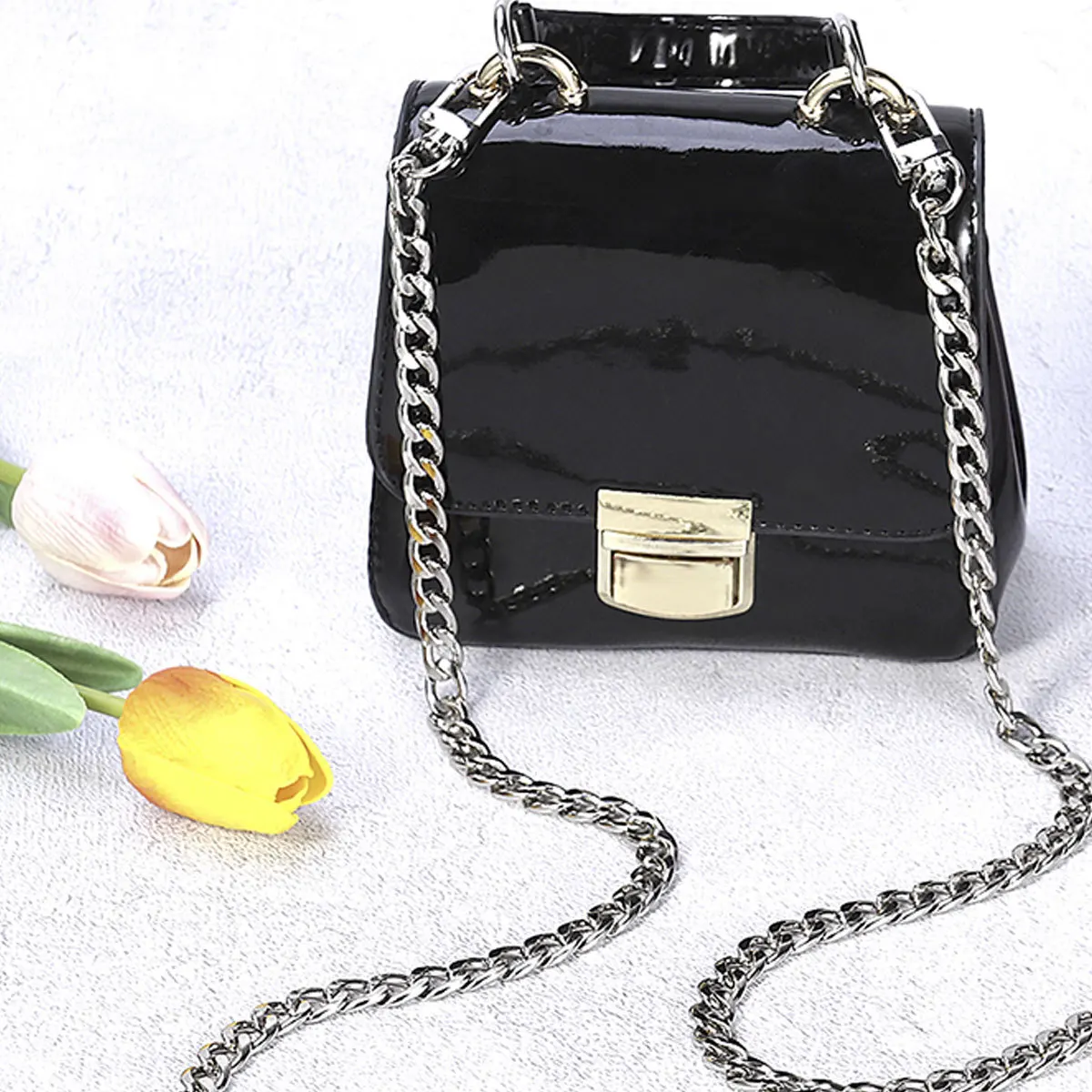 حزام كتف بسلسلة حقيبة معدنية مقاس 80 سم، حزام أنيق قابل للفصل للنساء، حزام حقيبة بديل عبر الجسم