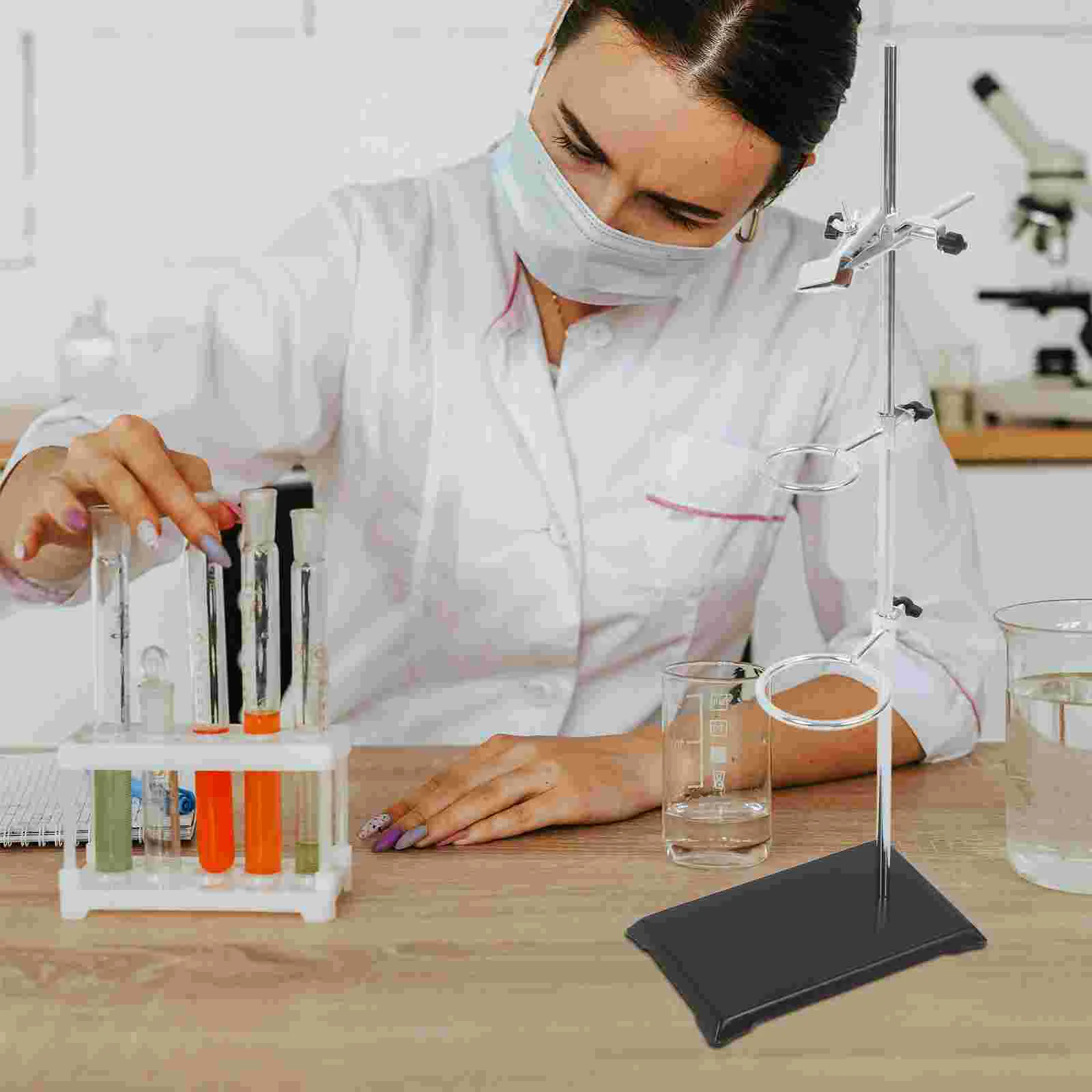 Experimental Bench Iron Stand Laboratory Metalware Stainless Steel Table Rod with Clamps