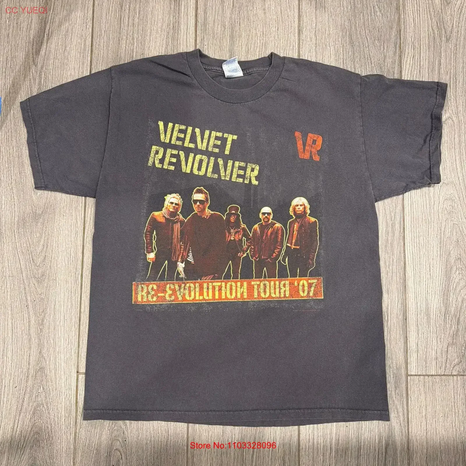 T-shirt noir unisexe 2007 Velvet Revolver Re evolution Tour, grande taille, vintage, délavé, respirant, pour usage quotidien, motif graphique