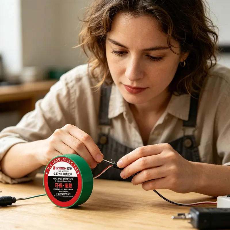 Waterproof Electrical Tape with High Adhesion Environmental-friendly for Insulating Wires Green Large Roll PVC Electrical Tape
