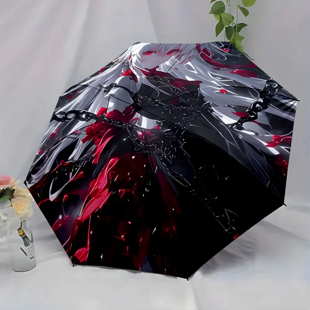 1PC Artistic Anime Character Design Umbrella Print 8 Iron Ribs Folding Umbrella Auto-Open Fashion Sunshade
