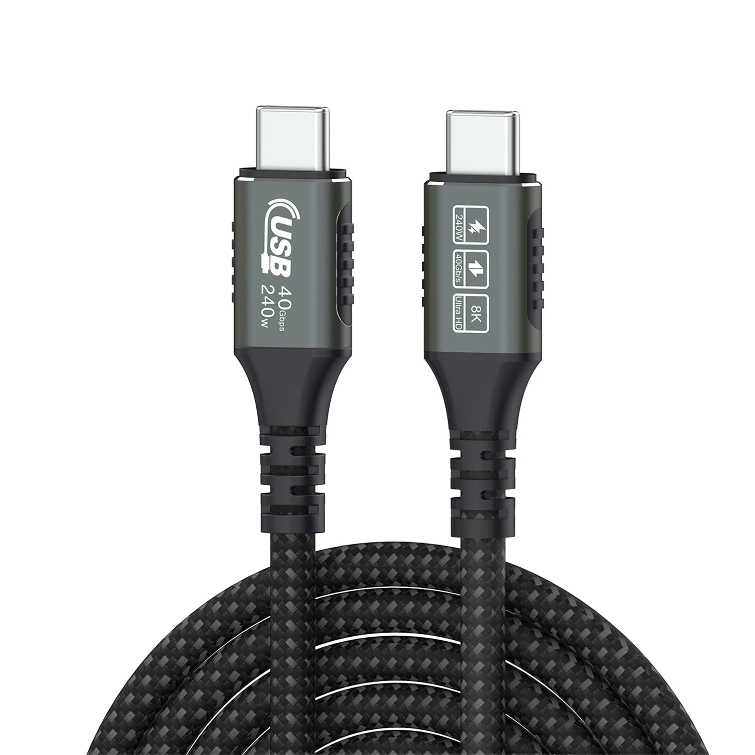 PD240W fast charging cable Type CtoC port data cable dual head compatible with USB4 Thunderbolt 4 with chip C male to C male