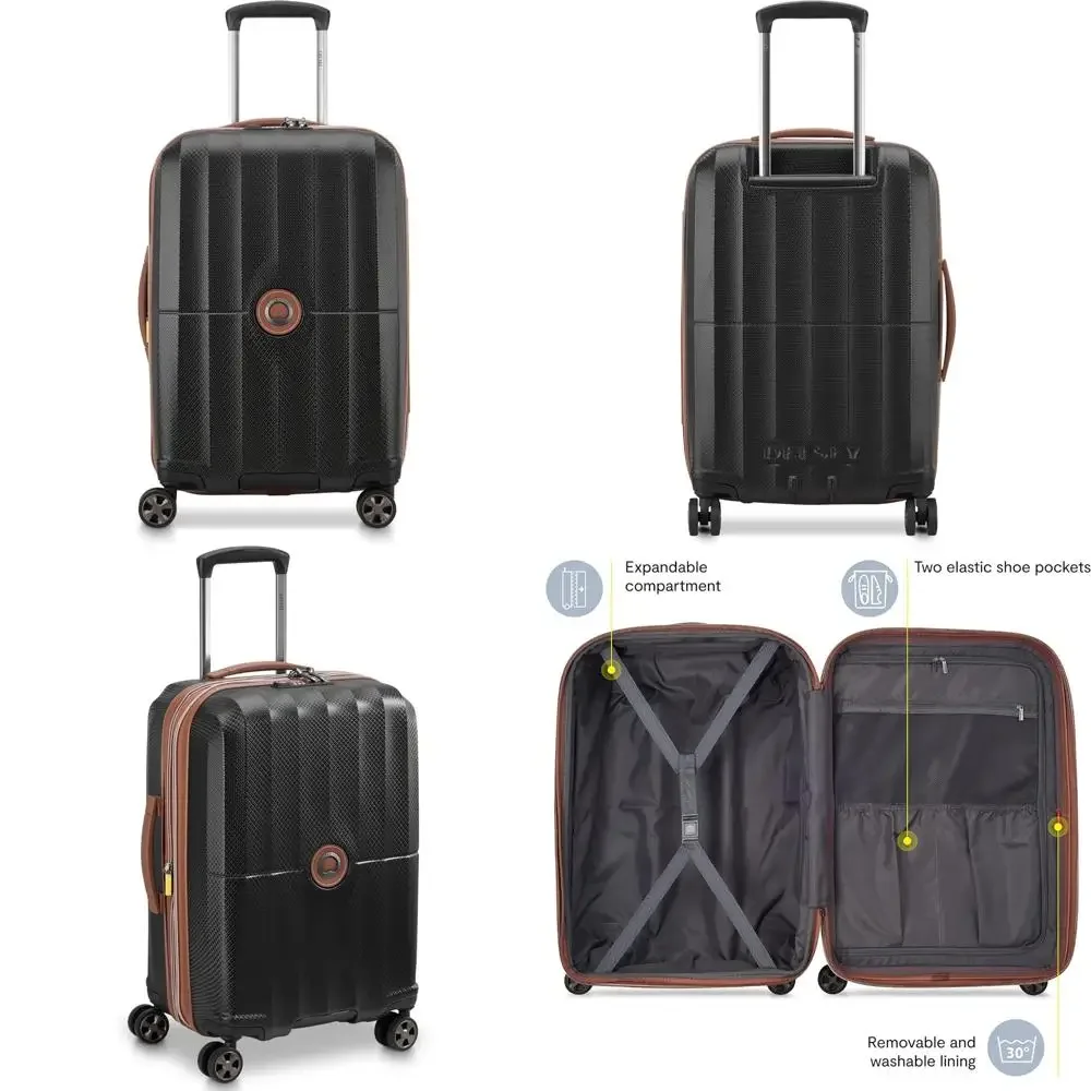 

Carry-on Expandable Hardside Spinner Luggage, 21 Inch, Black, Parisian Style Travel Suitcase