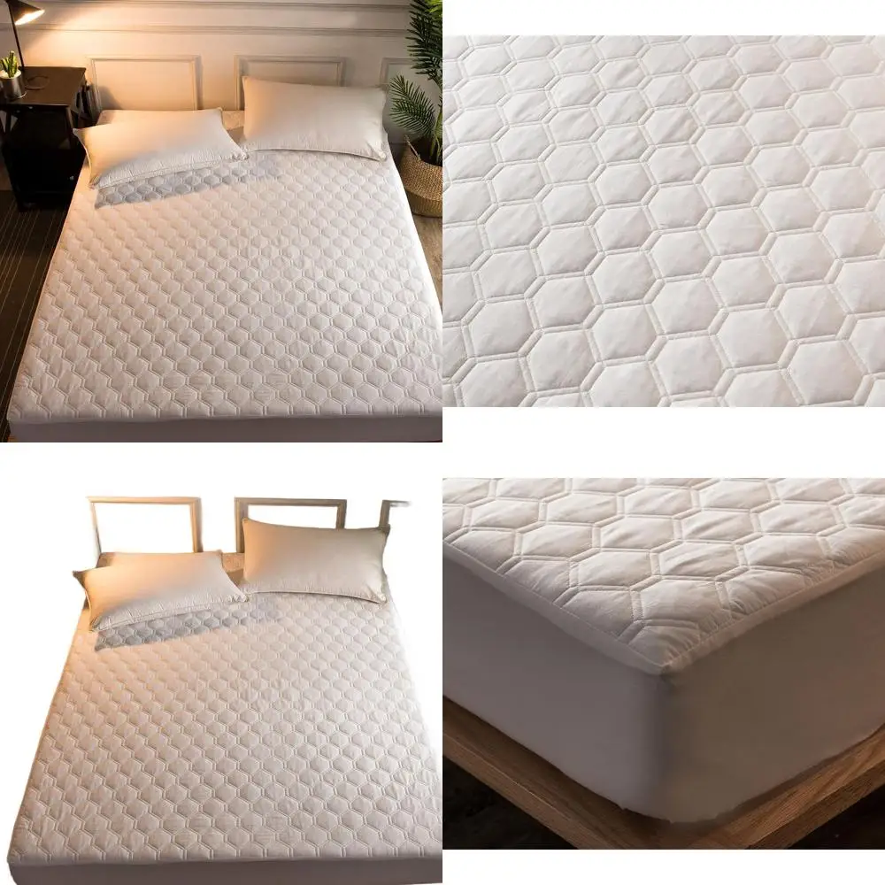 

Natural Cotton Quilted Mattress Protector - Breathable & Cooling Topper for Twin XL Beds
