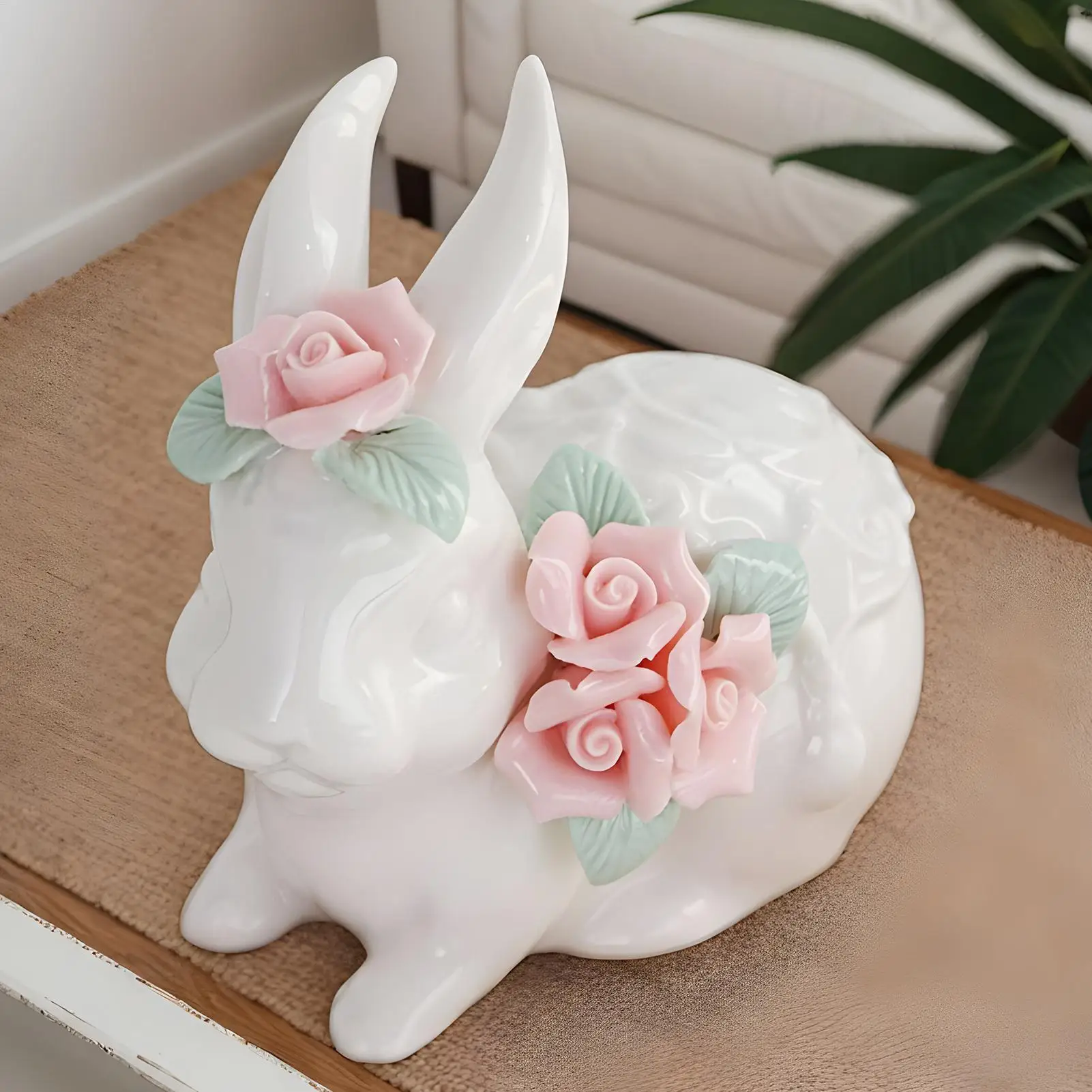 الأرنب ديكور السيراميك الأرنب النحت الحلي الزخرفية الصغيرة الجدول عرض سطح المكتب للمنزل الربيع غرفة عيد الفصح