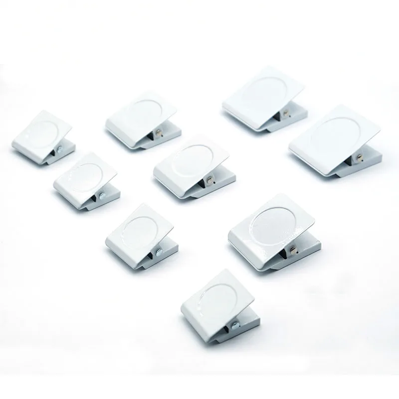 Multi-size White Square Metal Refrigerator Magnetic Clip Strong Magnet Magnetic Paper Clips for Photo Memo Note Snacks Storage