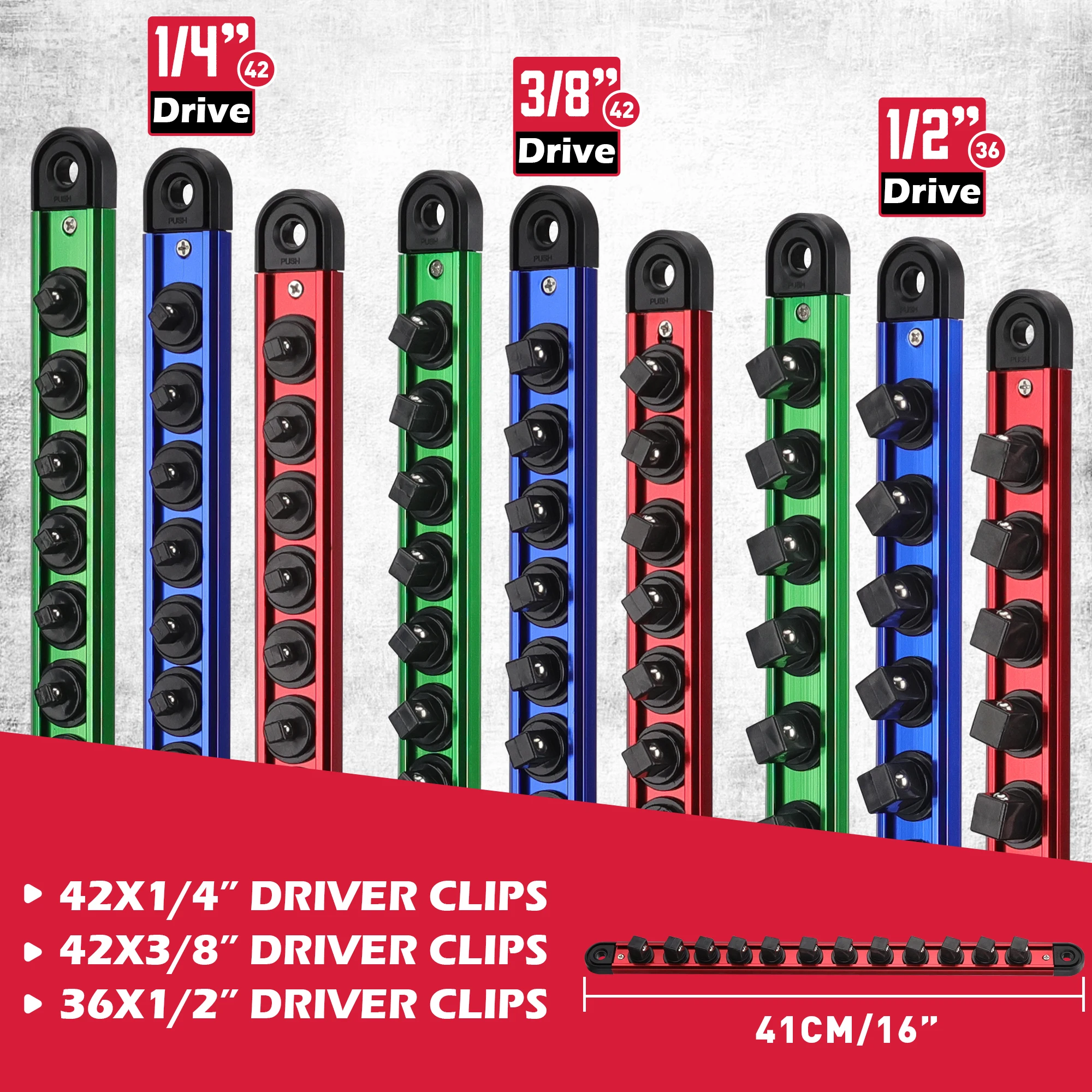 SEDY 9PC Magnetic Socket Holder Organizer Set Detachable 1/4, 3/8, 1/2 Socket Trays Socket Organizer for Tool Box Drawer Holds