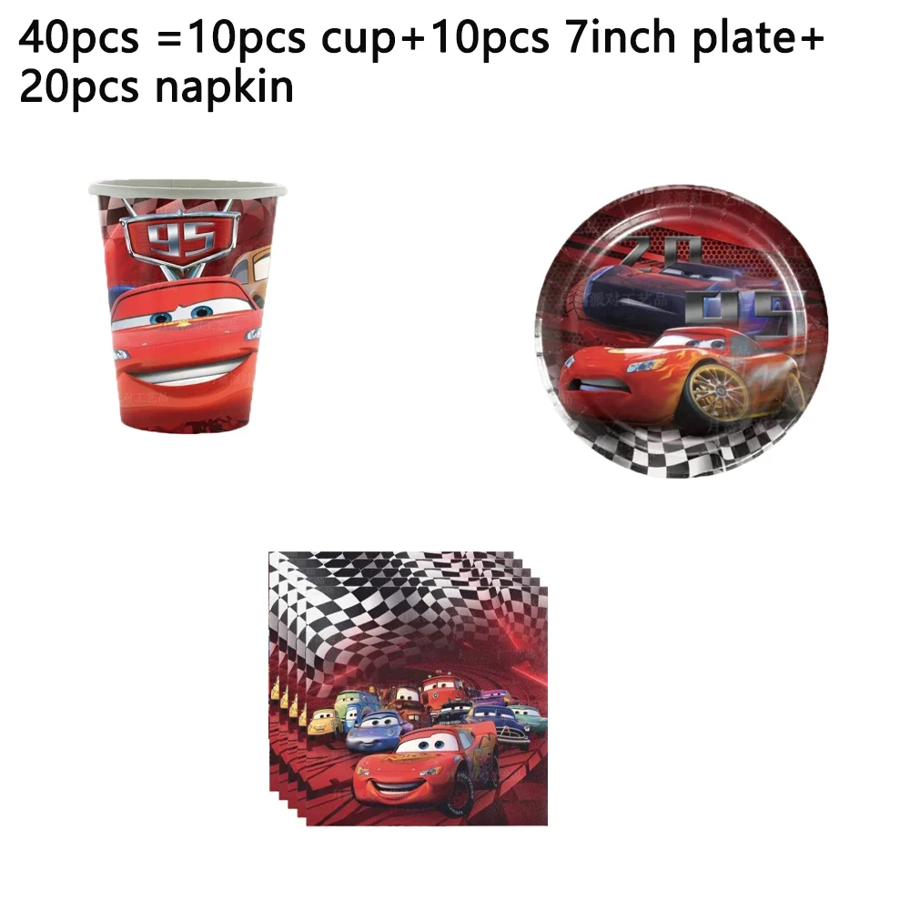 Cartoon Rode Auto Thema Kinder Verjaardagsfeest Decoratie Wegwerp Servies Cartoon Auto Vlaggen Hangende Decoraties Placemats