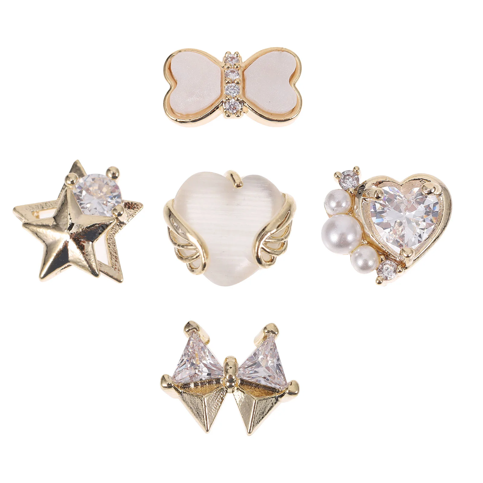 

5 Pcs Nail Decor Accessories Decors Bow Tie Metal Manicure Patch Glamorous Easy Apply Natural Artificial Nails Cellphone
