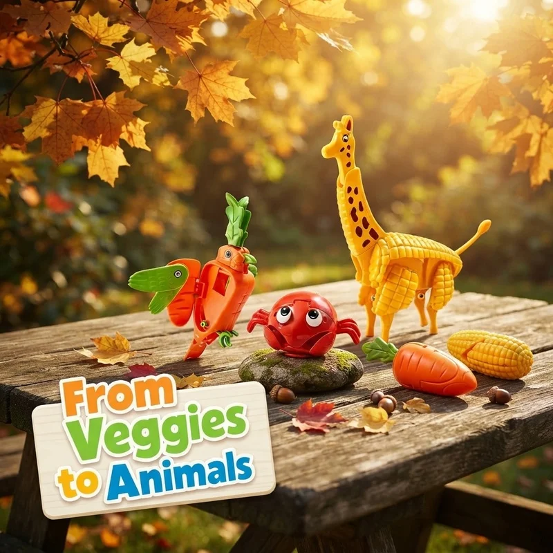 Kids Manual Vegetable To Animal Toy Transformation Puzzle Toy Fruit And Vegetable Animal Model Education Interactive Cognition