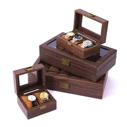 1/2PC Vintage Wood Watch Storage Box Brown Watch Bracelet Storage Display Box Wrist Watch Holder Storage Case Jewelry Organizer