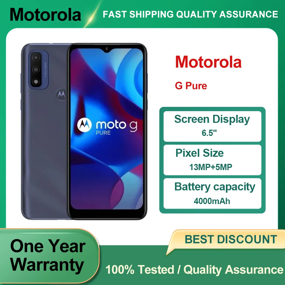 هاتف موتورولا جي بيور XT2163 4G الذكي CPU Mediatek MT6762G Helio G25 شاشة 6.5 بوصة بصمة أندرويد 11 هاتف مستعمل