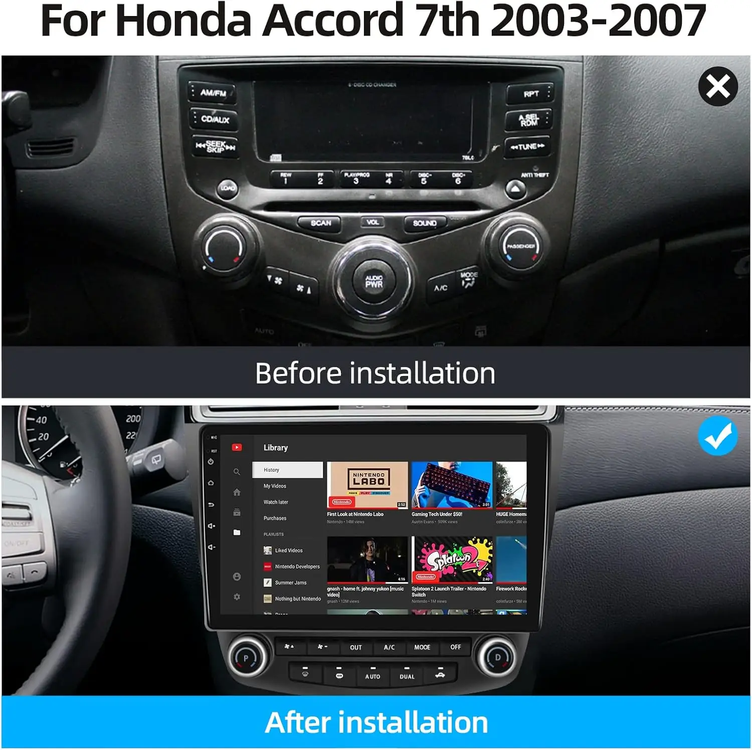 for Honda Accord 7th 2003-2007 with Bluetooth in Dash Navigation 10