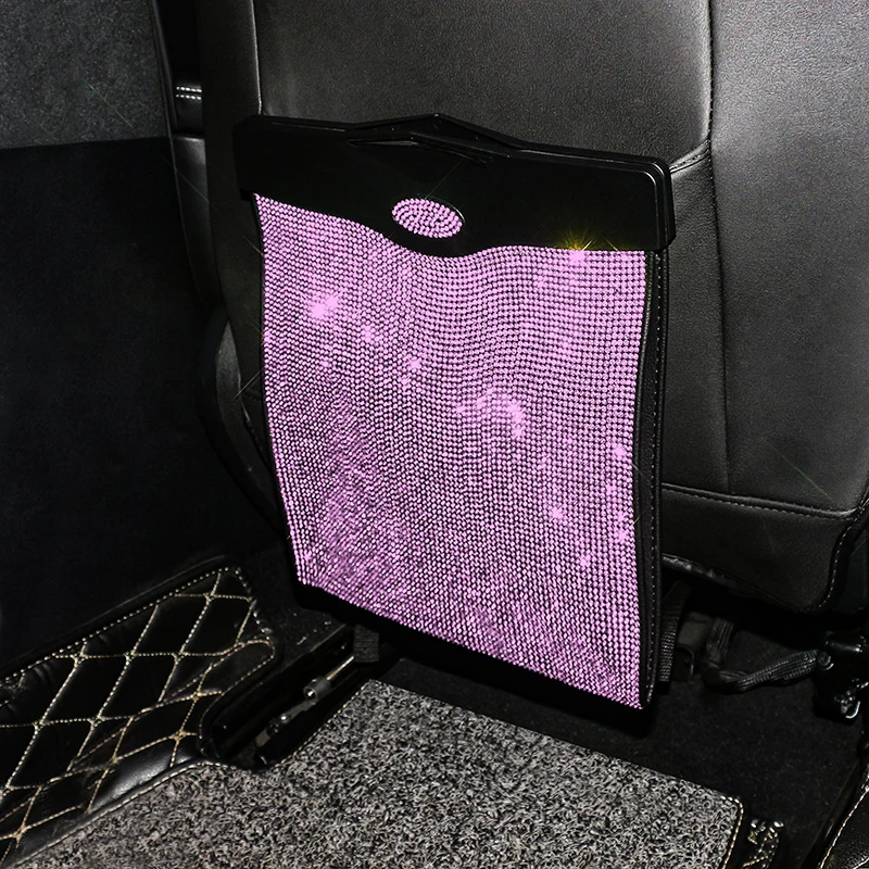 2022 Bling Car Organizer Bag Seat Storage Multipurpose Auto Storage Box Large Capacity Diamond Car Accessories for Woman