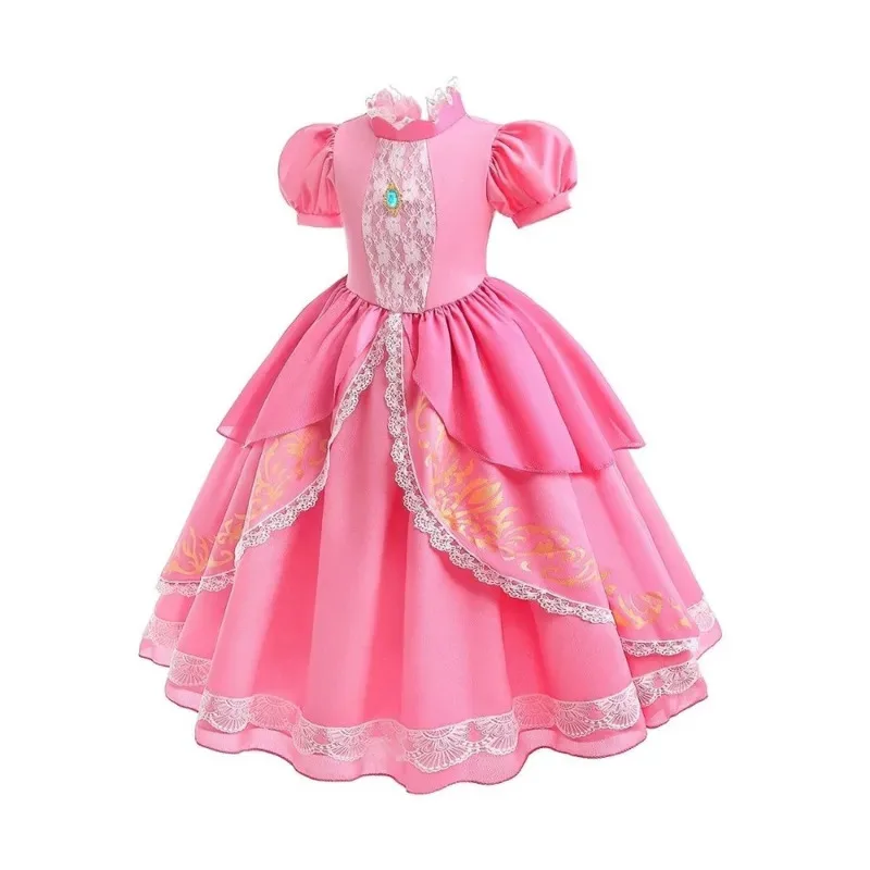 Game Pink Princess Cosplay Costume Peach Disguise Dress Full Set for Girls Gowns Halloween Carnival Party  Clothes Roleplay