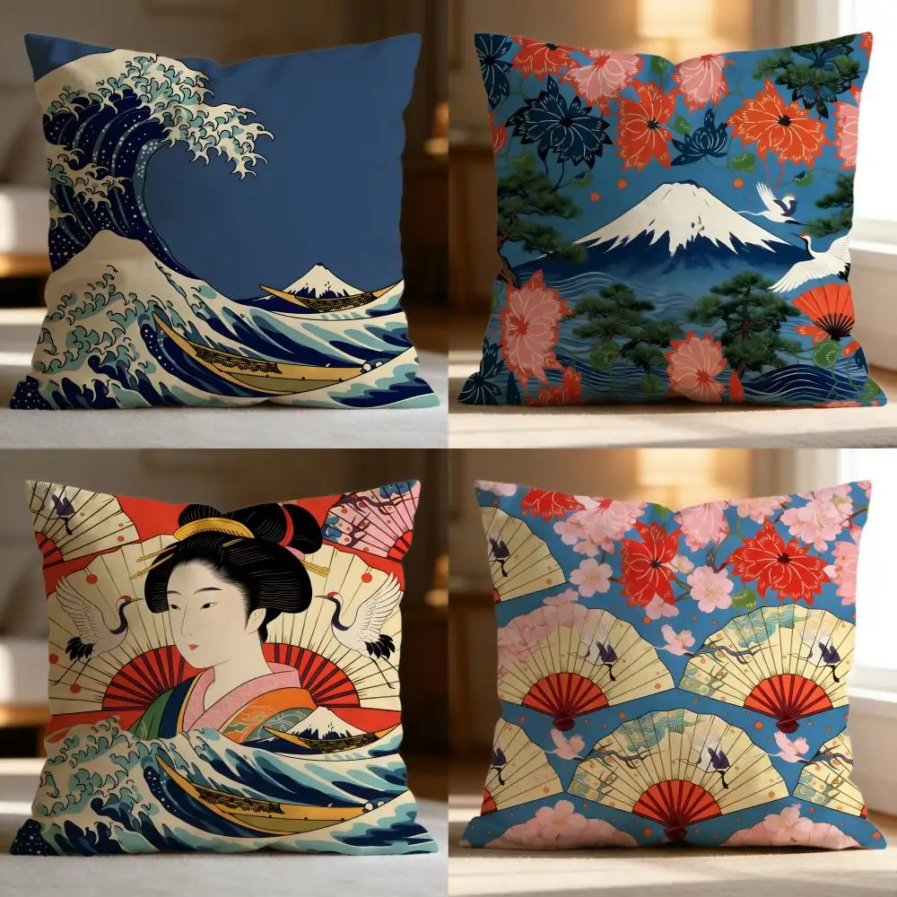 Style Japanese Style Cushion Cover Soft Washable Pillow Case Multi-Scene for Couch Bed Travel Office Use