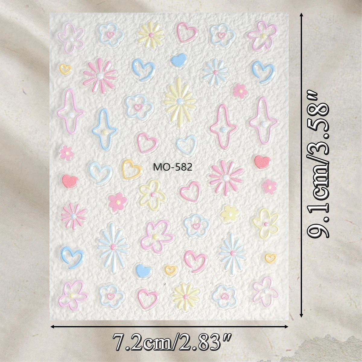 3 أوراق ملصقات أظافر على شكل زهرة بلون الحلوى، شارات أظافر على شكل فراشة ديزي على شكل قلب 5D، زينة فنية للأظافر ذاتية اللصق #3