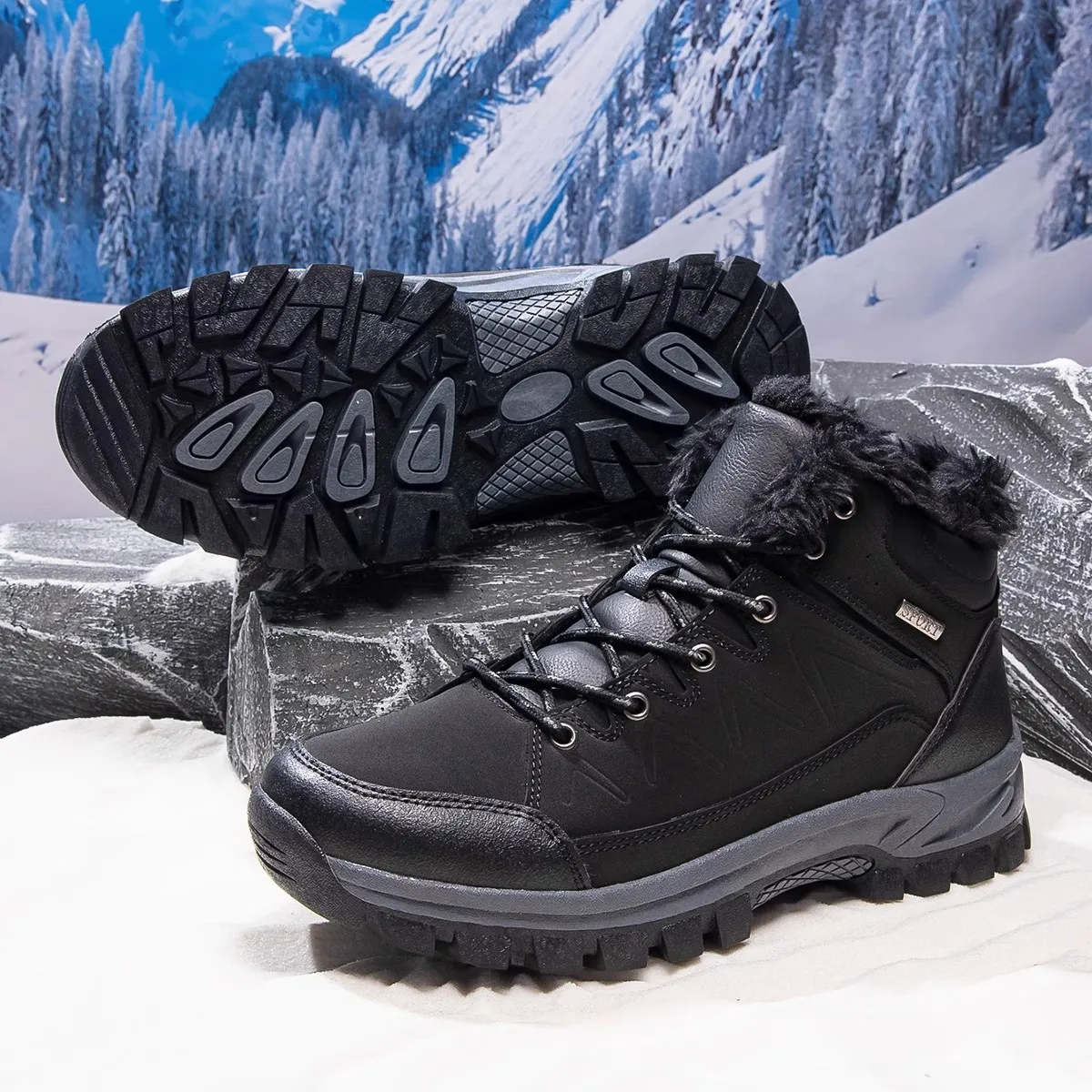 Classic brand winter warm men's hiking shoes, designer style, large size, top quality hiking and outdoor shoes.