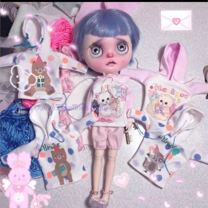 1pcs 2026 new design kawaii hoodie raccoon pattern for Blythe/landoudou (Fit for Lulu,ymy24,Ob22,24,26,zone, Jenny)