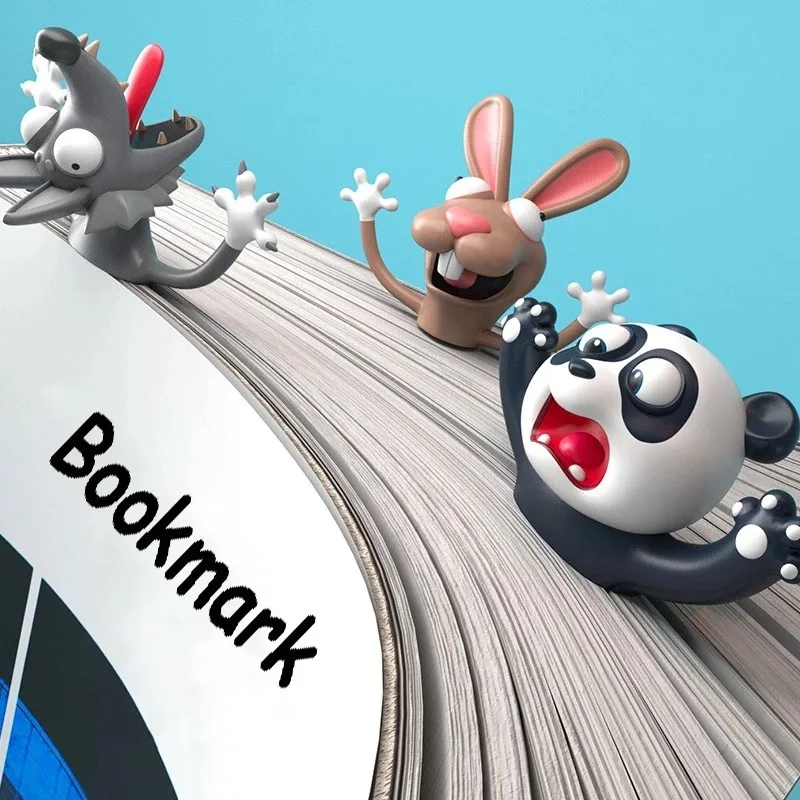 Creative 3D Bookmark Funny Animal Bookmarks Cute Cat Dog Panda Book Marker as Gift Bookmark Stationery Squashed Animals Bookmark