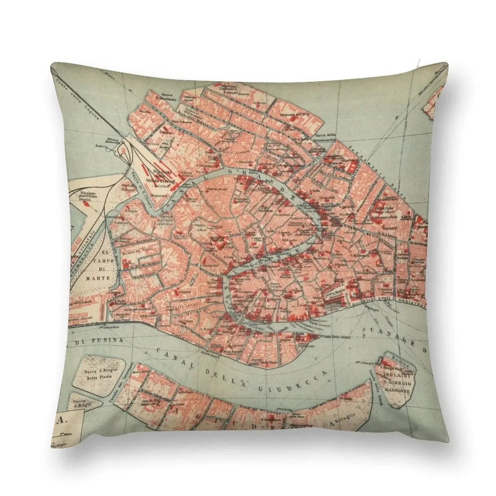 

Vintage Map of Venice Italy (1920) Throw Pillow ornamental pillows for living room Cushions Home Decor Custom Cushion pillow
