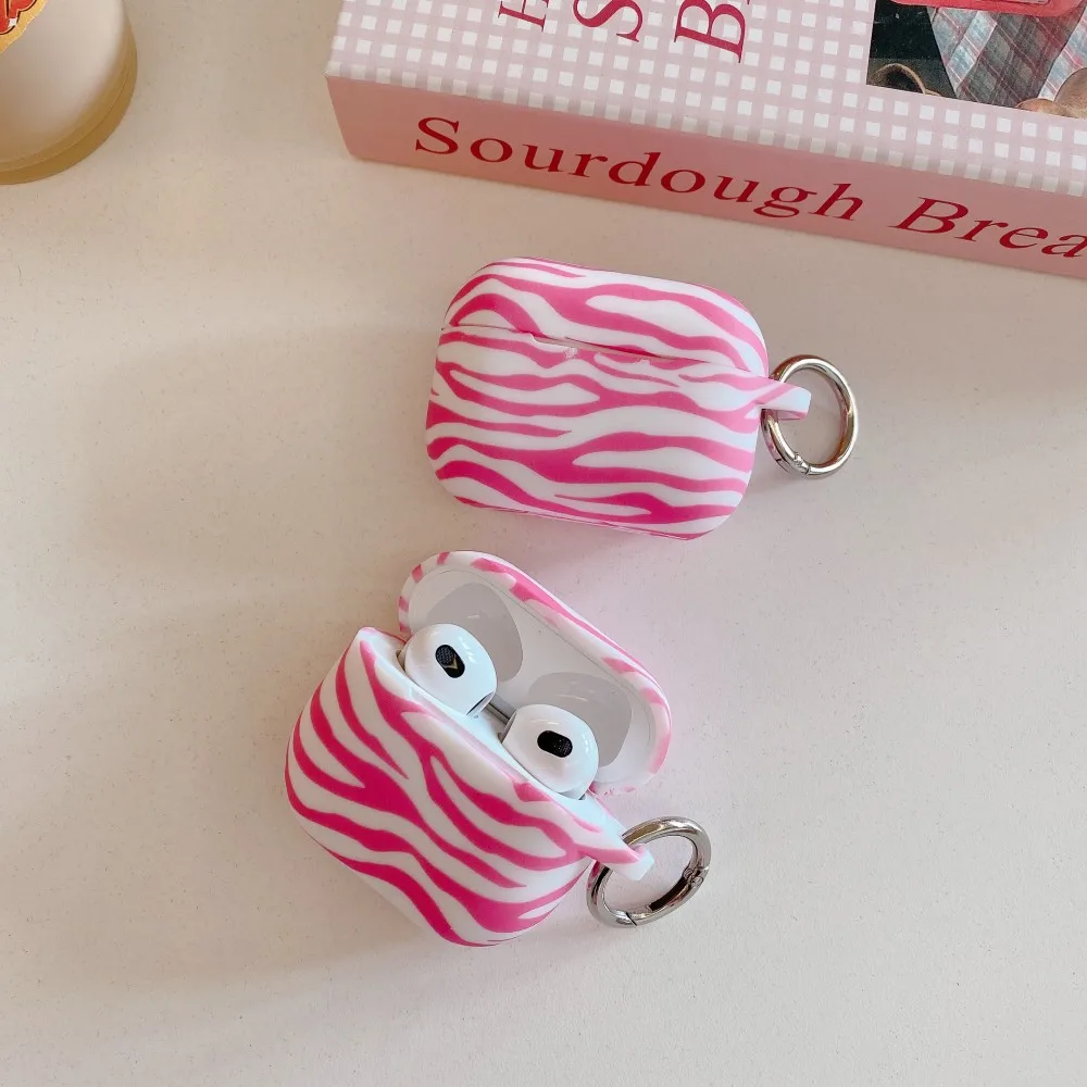 Penutup Earphone Cetak Geometri Abstrak untuk AirPods 4 Pro2 3 2 1 Casing Headphone Bluetooth Nirkabel Casing Cangkang Coque dengan Kait