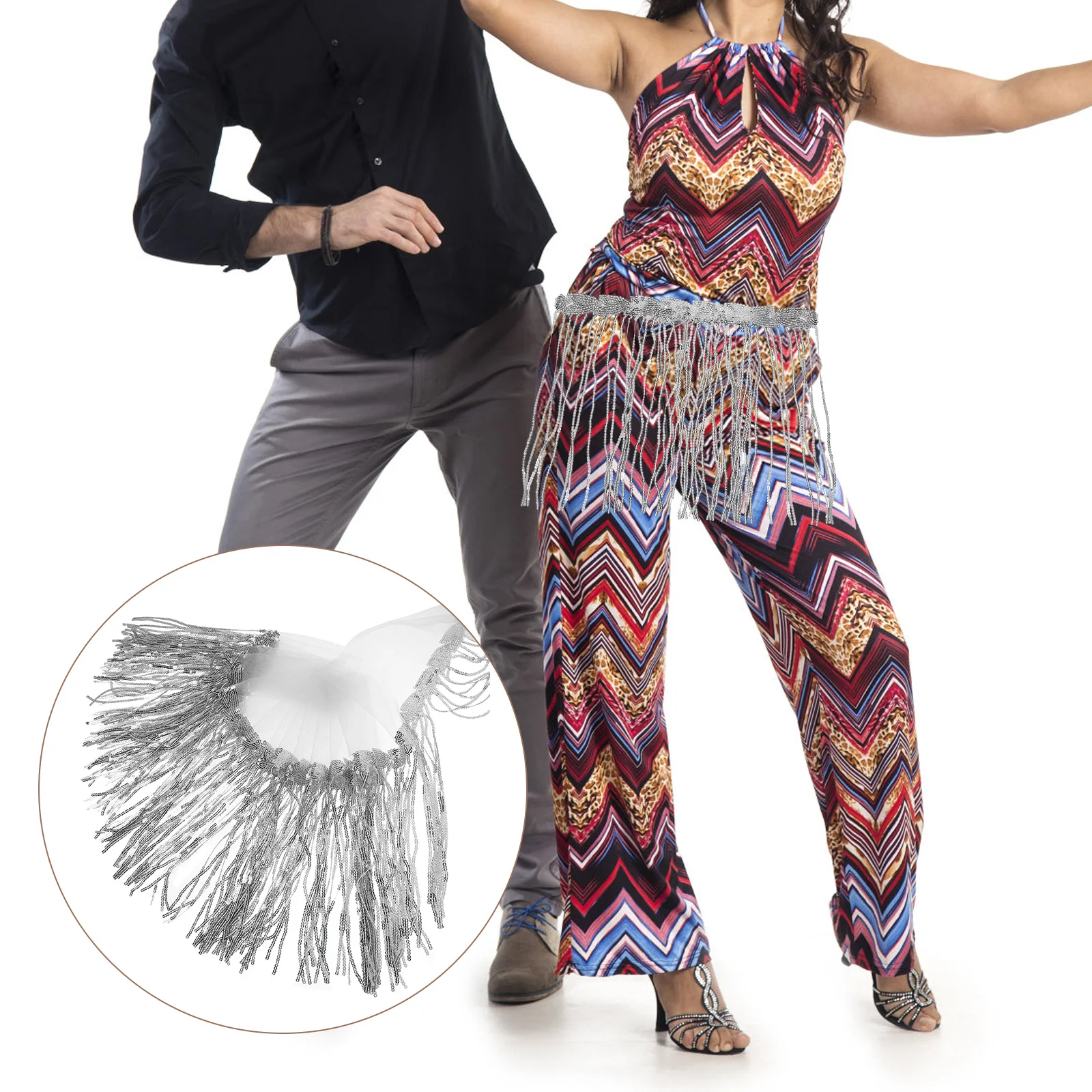 

Delicate Tassel Waist Scarf Hip Charm Belly Dance Costume Accessory for Stage Performance Glitter Sequin Skirt Dance Skirt Hip