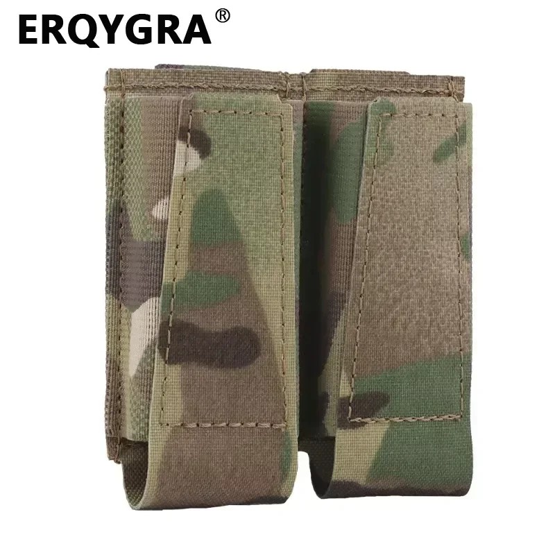 

ERQYGRA Tactical Open Type Double Pistol Mag Pouches Shooting Molle System Accessories CS Wargame Flashlight Waist Bag Hunting