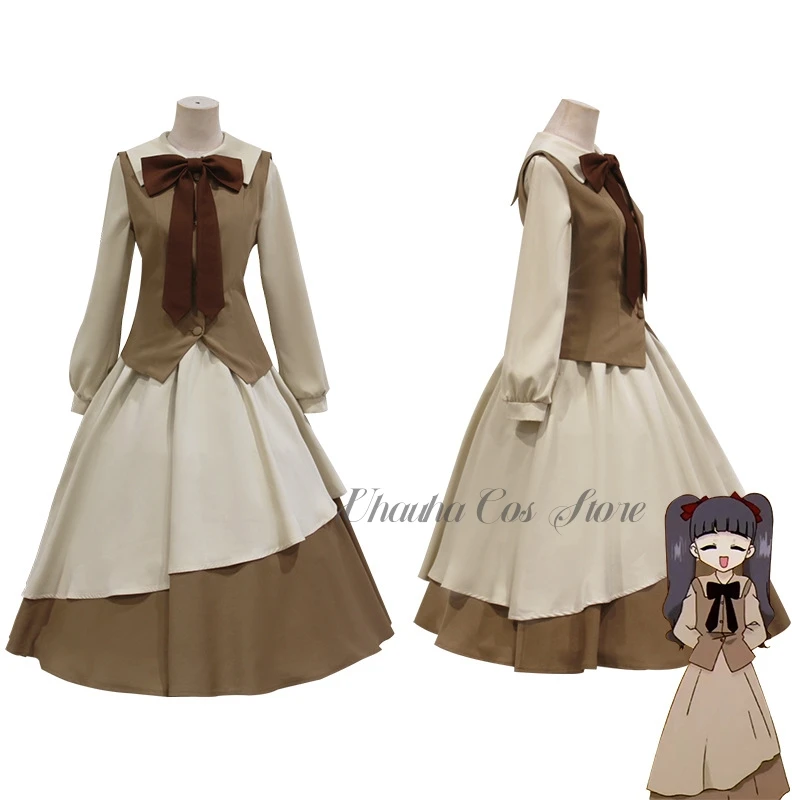 Anime Magic Card Captor Cardcaptor Sakura Tomoyo Daidoji Cosplay Costume Bow Coffee Color Dress Wig Accessory cosplay anime Suit