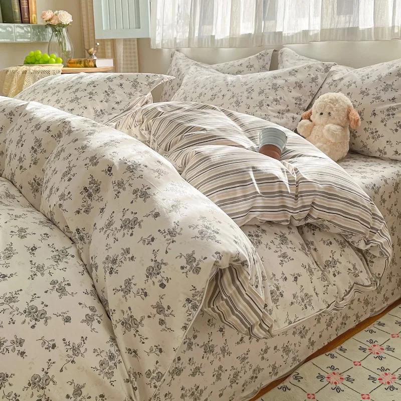 Spring new printed cotton quilt cover bedding cartoon dormitory single piece quilt cover small floral, no pillowcase and sheet