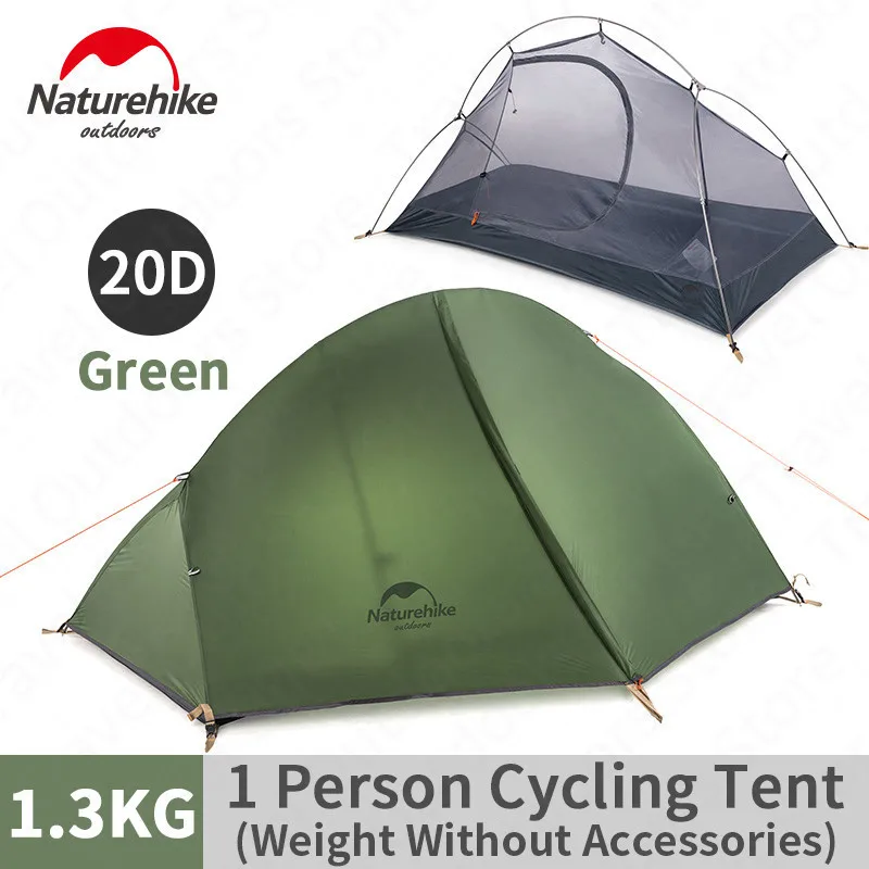 Naturehike Outdoor Ultralight Cycling Tent 20D Double Layer Rainproof Backpacking Portable Single Tent Travel Camping With Mat