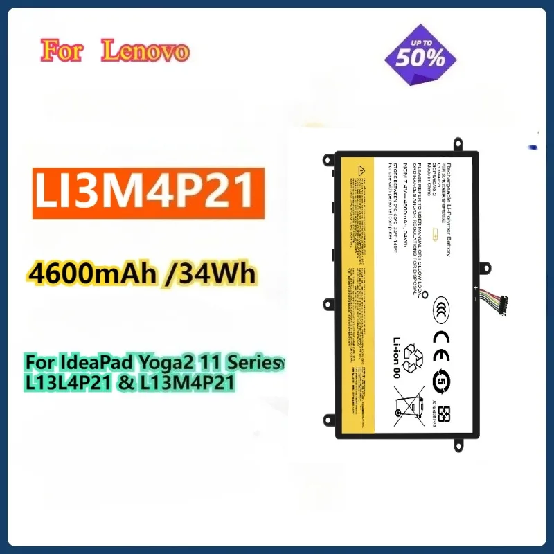 L13L4P21 7.4V 4600mAh Laptop Battery for Lenovo Ideapad Yoga 2332 20332 20428 2 11 Replace Parts L13M4P21 121500223 121500224