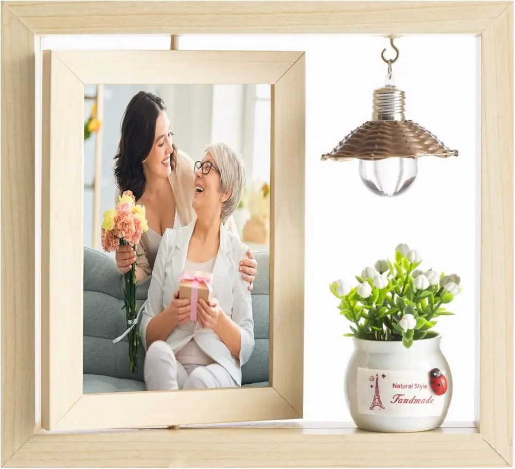 

67 Inches Photo Frame With Ambiance Light Creative 360 ° Rotating Double-sided Picture Frame Personality Album 4x6 Inch Photos