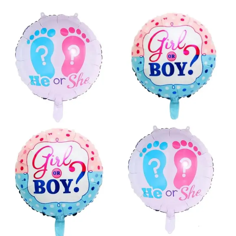 20Pcs 18inch Gender Reveal round baby baptism balloon angel aluminum foil blue boy pink girl baby baptism party decoration