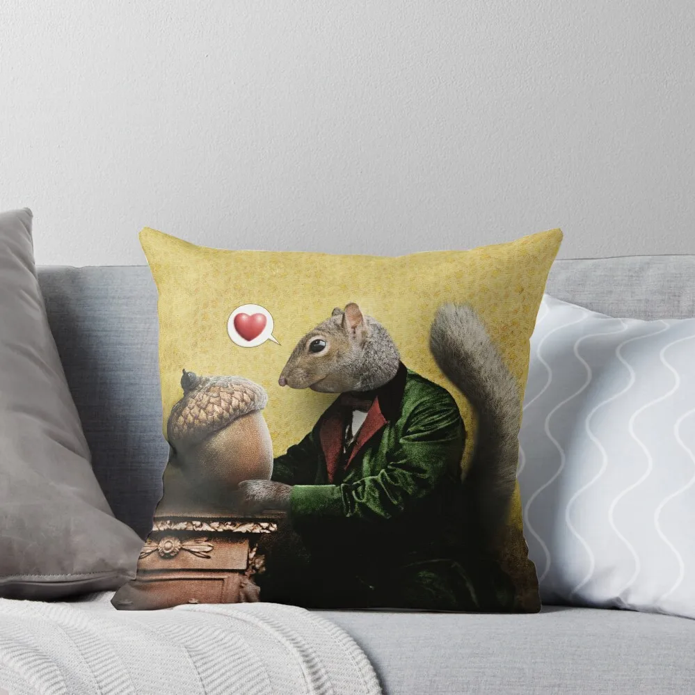 

Mr. Squirrel Loves His Acorn Throw Pillow Cushion Cover For Sofa christmas supplies pillow