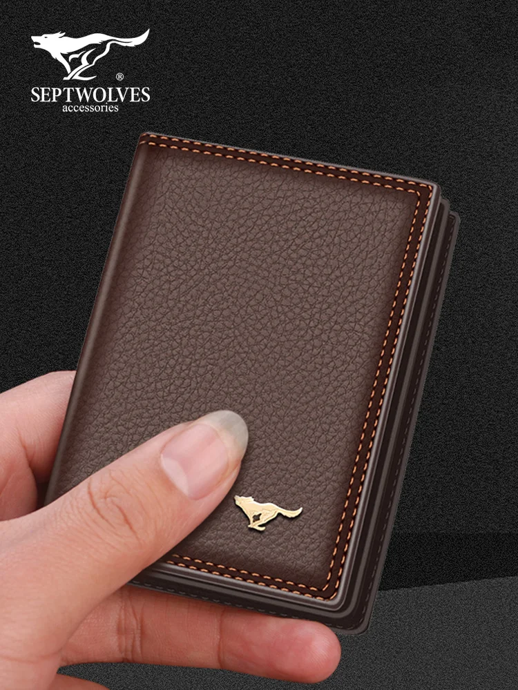 Case Men's Card Leather Card Holder Business Card Holder Business Large Capacity Pure Cowhide Genuine Ultra-Thin Certificate