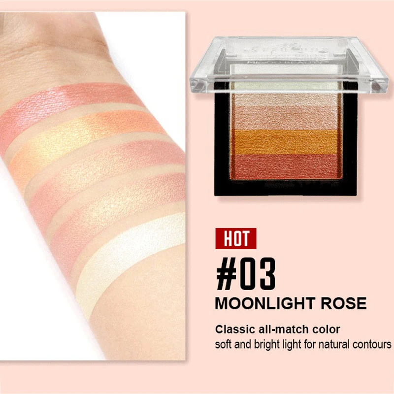 5 color striped non-smudge-proof waterproof pearlescent highlight micro-flash color eyeshadow tray