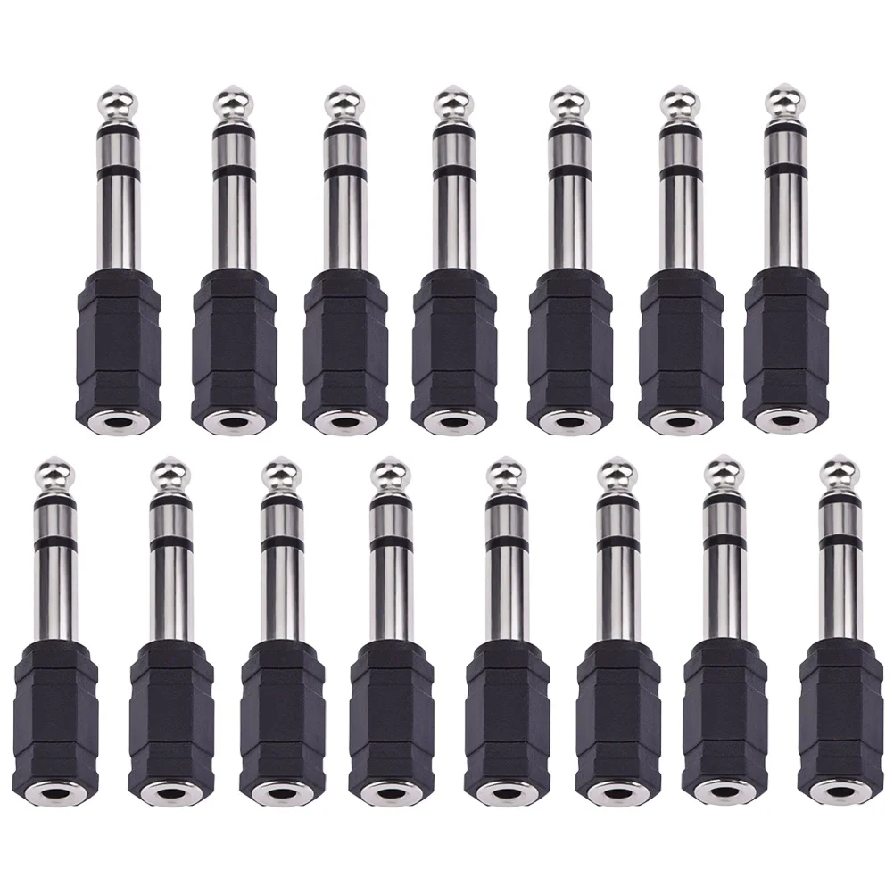 15 Pcs 35 Stereo Jack Adapter Microphone Converter 65mm To 35mm Audio Plug Connector