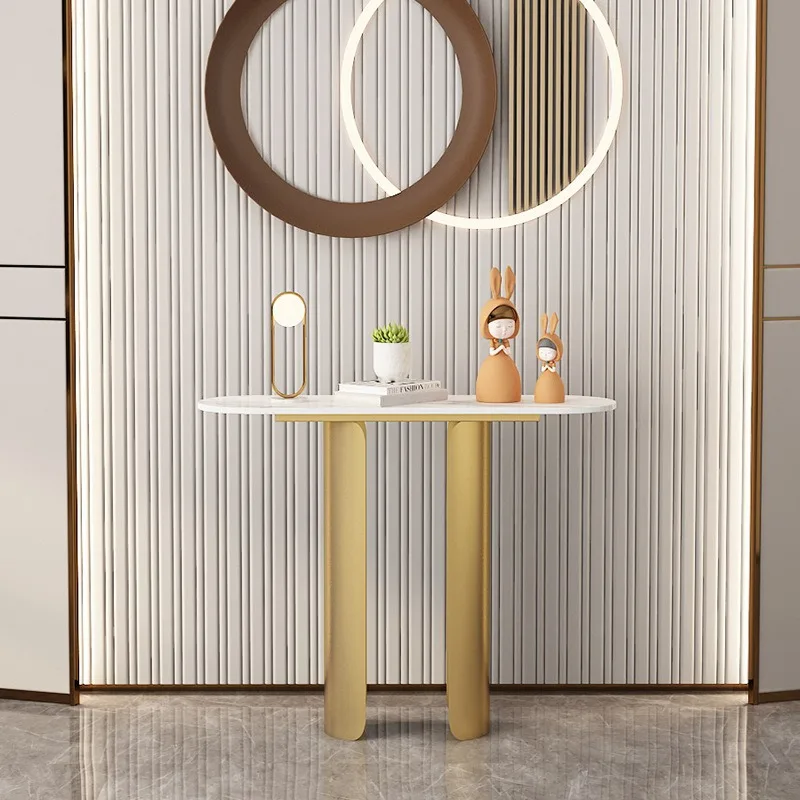 Light luxury door cabinet marble slate strip case modern simple door entry lobby foyer gray wall side table