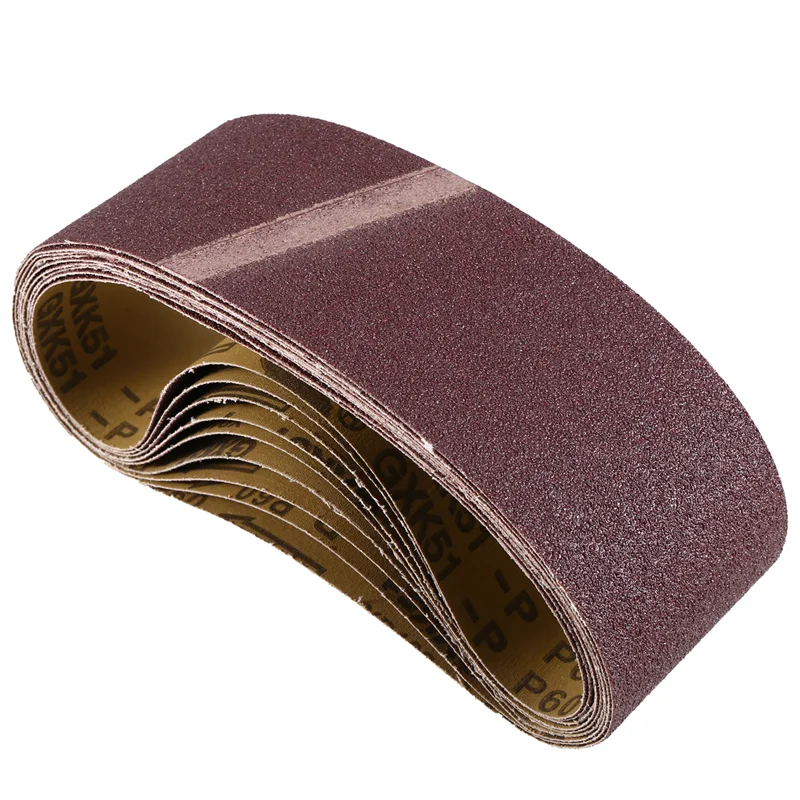 ABUL-10PCS 75X533mm Sanding Belts Aluminum Oxide 3X21in Abrasive Belts P60