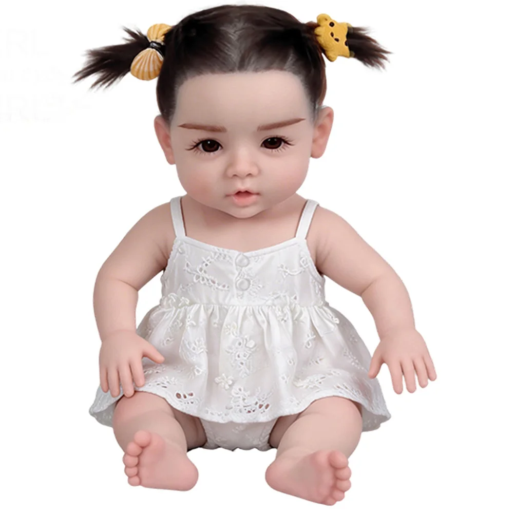Poupée Reborn en silicone de 47 cm, style squelette de fille, réaliste, jouet doux pour enfants, cadeau, peut être nourrie avec de l'eau et faire pipi