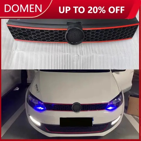 Modified GTI Style Front Bumper Grille Honeycomb Front Upper Racing Grills For Volkswagen VW Polo 6R 2009 2010 2011 2012 2013