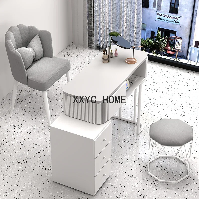 

Cream Style Nordic Modern Nail Table Professional Dressing Storage Manicure Simple Table Mesa De Manicure Furniture