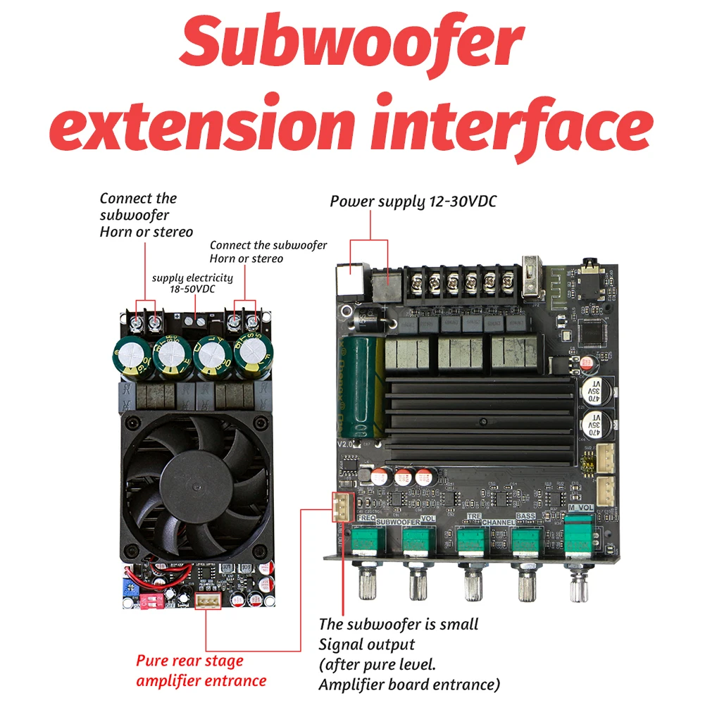 ZK-ST21 Bluetooth-Compatible Digital Power Subwoofer Amplifier 2.1 Channel Amplifier Module 100W+100W+200W Chip TPA3221